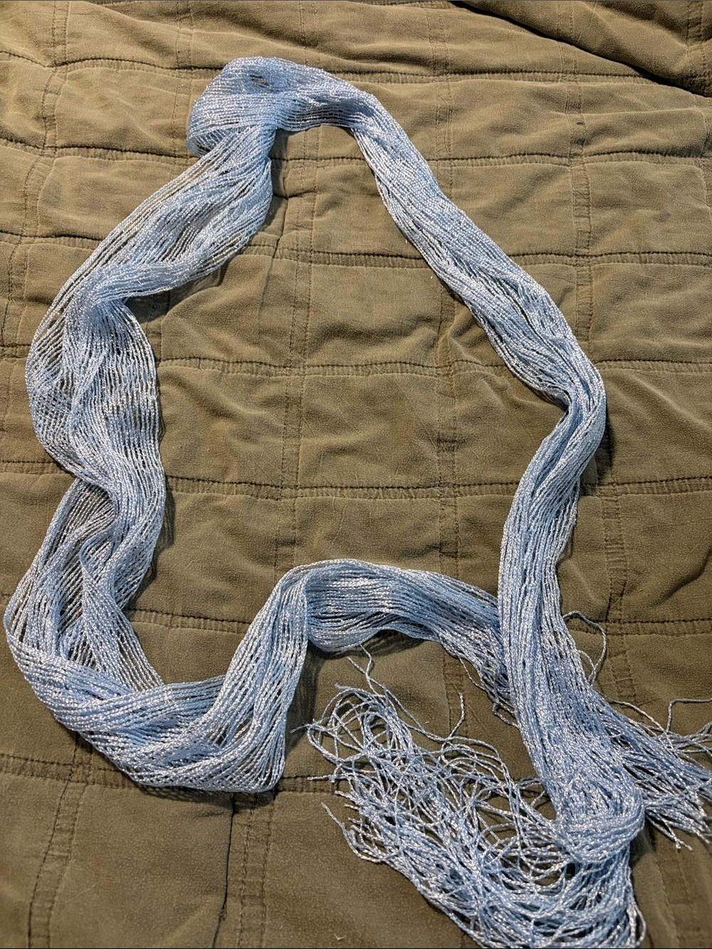 Light Blue Beaded Multi-Strand Scarf Necklace